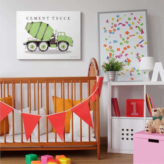Stupell Industries Green Cement Truck Mixer Classic Construction Vehicle Canvas Wall Art